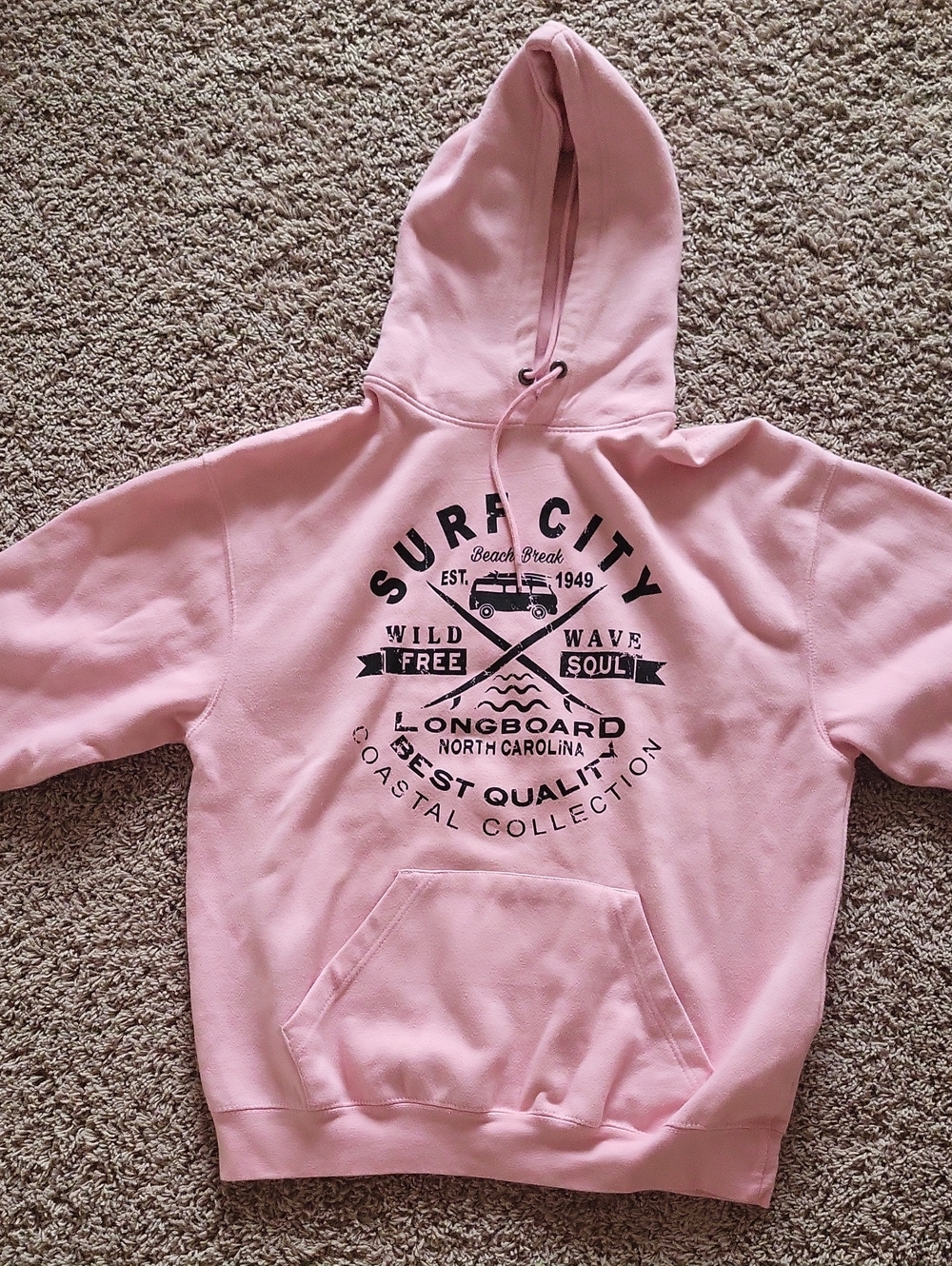 Surf City Longboard Graphic Hoodie - Pink